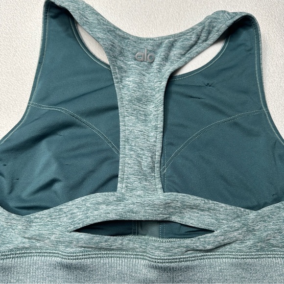 Alo Yoga Alosoft Serenity Sports Bra- Seagrass Heather - Picture 8 of 10